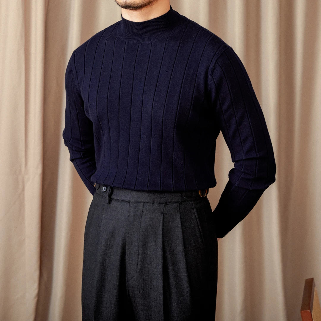 Autumn and Winter Gentry Pullover Slim-Fit Wool Sweater Vintage Italian Long-Sleeved Half-Turtleneck Sweater Trendy Men